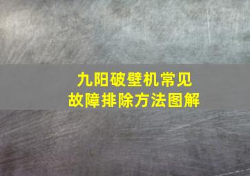 九阳破壁机常见故障排除方法图解