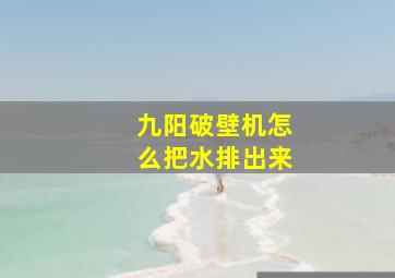 九阳破壁机怎么把水排出来