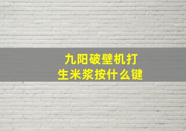 九阳破壁机打生米浆按什么键