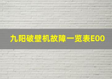 九阳破壁机故障一览表E00