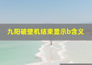 九阳破壁机结束显示b含义