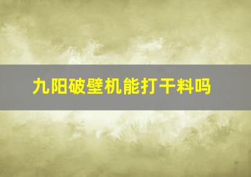 九阳破壁机能打干料吗