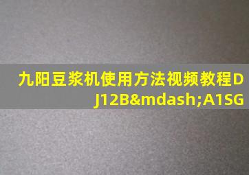 九阳豆浆机使用方法视频教程DJ12B—A1SG