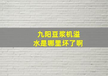 九阳豆浆机溢水是哪里坏了啊