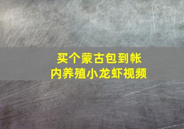 买个蒙古包到帐内养殖小龙虾视频