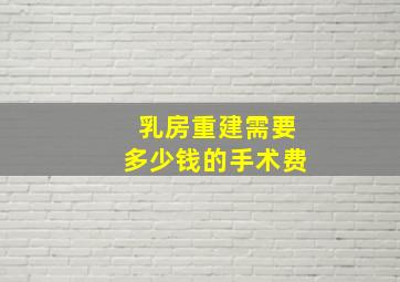 乳房重建需要多少钱的手术费