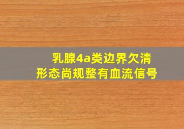 乳腺4a类边界欠清形态尚规整有血流信号