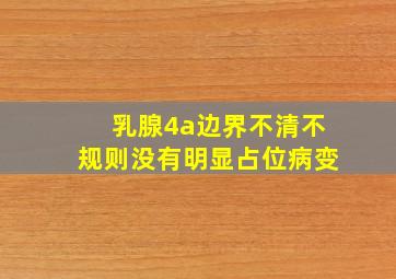 乳腺4a边界不清不规则没有明显占位病变