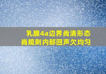 乳腺4a边界尚清形态尚规则内部回声欠均匀