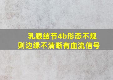 乳腺结节4b形态不规则边缘不清晰有血流信号