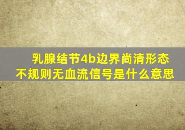 乳腺结节4b边界尚清形态不规则无血流信号是什么意思