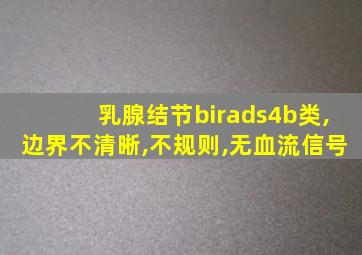 乳腺结节birads4b类,边界不清晰,不规则,无血流信号