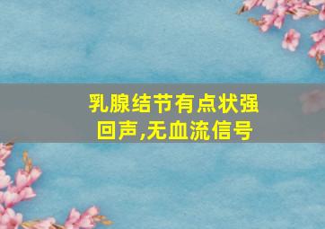 乳腺结节有点状强回声,无血流信号