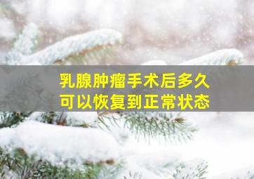 乳腺肿瘤手术后多久可以恢复到正常状态