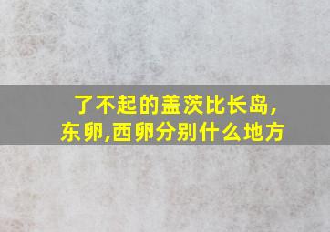 了不起的盖茨比长岛,东卵,西卵分别什么地方