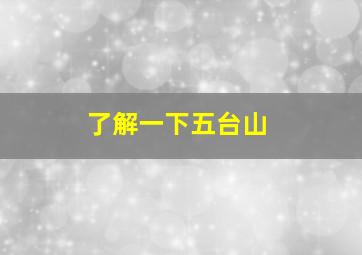 了解一下五台山