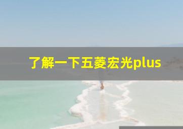 了解一下五菱宏光plus