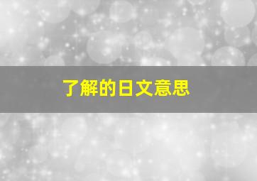 了解的日文意思