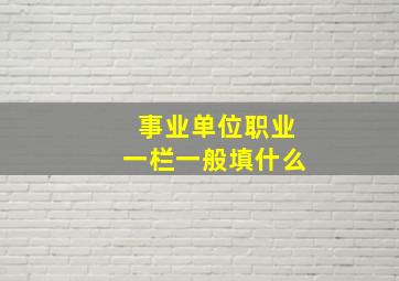 事业单位职业一栏一般填什么