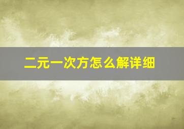 二元一次方怎么解详细