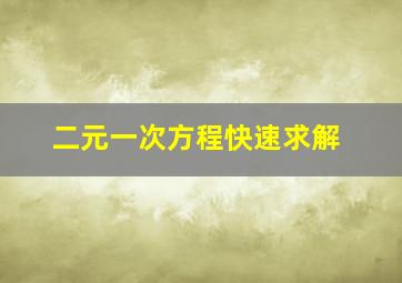 二元一次方程快速求解