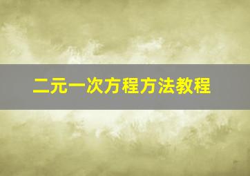 二元一次方程方法教程