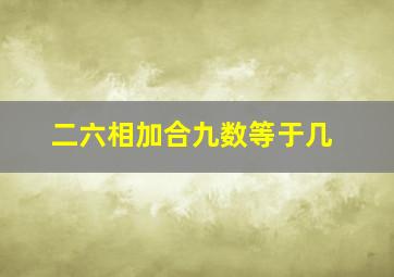 二六相加合九数等于几