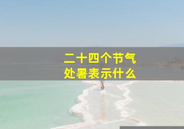 二十四个节气处暑表示什么