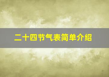 二十四节气表简单介绍