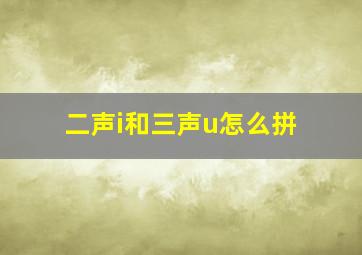 二声i和三声u怎么拼