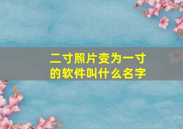 二寸照片变为一寸的软件叫什么名字