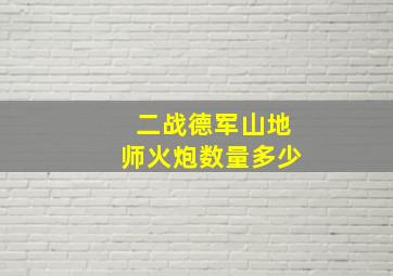 二战德军山地师火炮数量多少