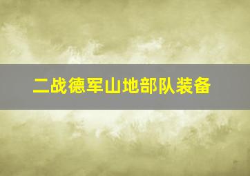 二战德军山地部队装备