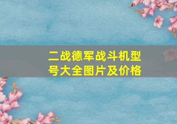 二战德军战斗机型号大全图片及价格