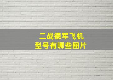 二战德军飞机型号有哪些图片