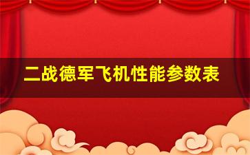 二战德军飞机性能参数表