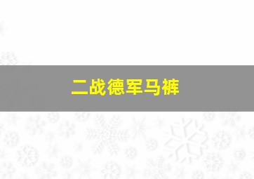 二战德军马裤