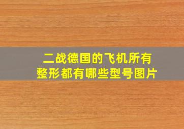 二战德国的飞机所有整形都有哪些型号图片