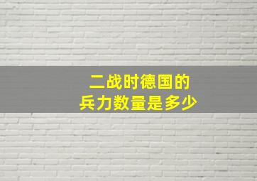 二战时德国的兵力数量是多少