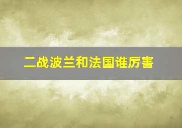 二战波兰和法国谁厉害