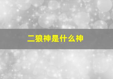 二狼神是什么神