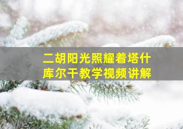 二胡阳光照耀着塔什库尔干教学视频讲解