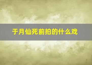 于月仙死前拍的什么戏