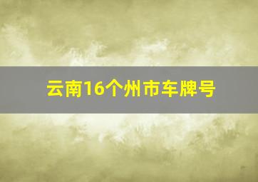 云南16个州市车牌号