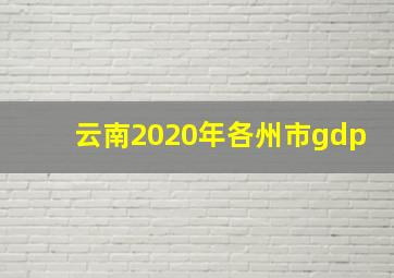 云南2020年各州市gdp