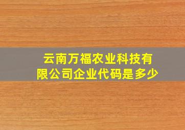 云南万福农业科技有限公司企业代码是多少