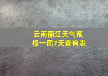 云南丽江天气预报一周7天查询表