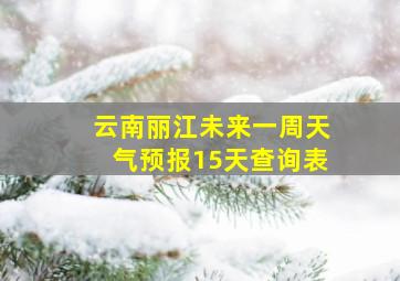 云南丽江未来一周天气预报15天查询表