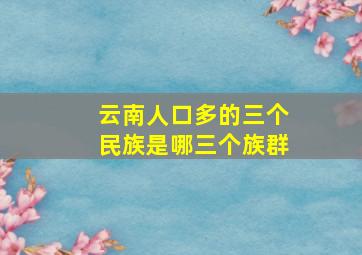 云南人口多的三个民族是哪三个族群