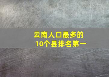 云南人口最多的10个县排名第一